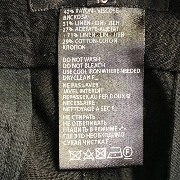 ANN DEMEULEMEESTER Size 8 Black Rayon Blend Flat Front Layered Dress Pants - Picture 7 of 7